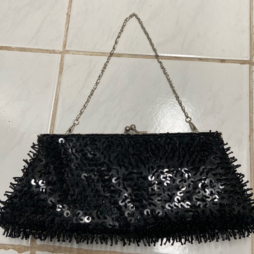 Black beaded clutch